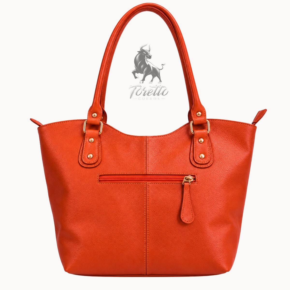 Bolso Altea de Toretto Cueros en cuero naranja con diseño flores, vista posterior