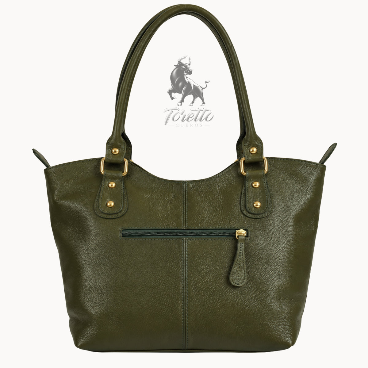 Bolso Altea de Toretto Cueros en cuero verde con diseño flores, vista posterior