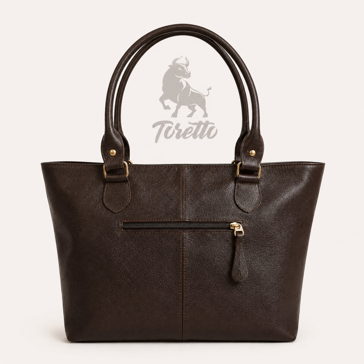 Bolso Aurea de Toretto Cueros en cuero cafe con diseño Mariposa Visos, vista posterior