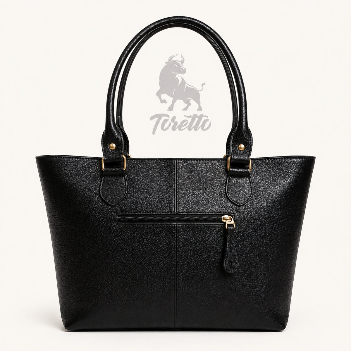 Bolso Aurea de Toretto Cueros en cuero negro con diseño Mariposa Visos, vista posterior