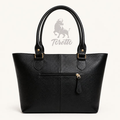 Bolso Aurea de Toretto Cueros en cuero negro con diseño Mariposa Visos, vista posterior