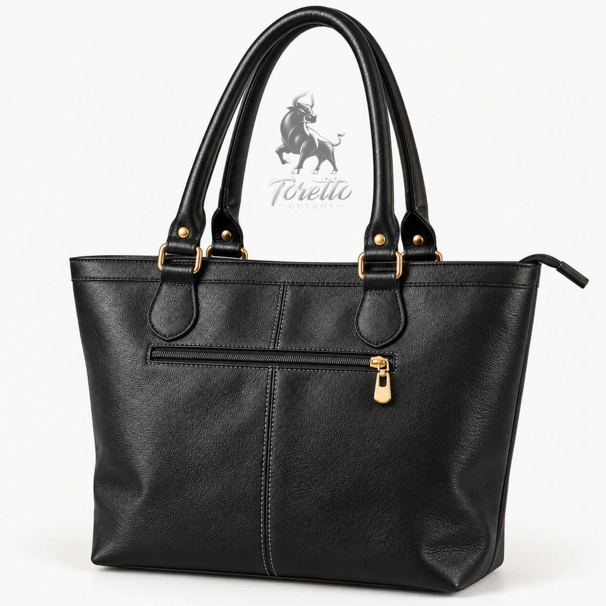 Bolso Aurea de Toretto Cueros en cuero Negro con diseño Mariposa Visos, vista posterior