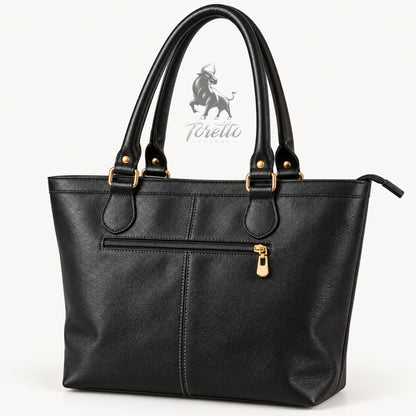 Bolso Aurea de Toretto Cueros en cuero Negro con diseño Mariposa Visos, vista posterior