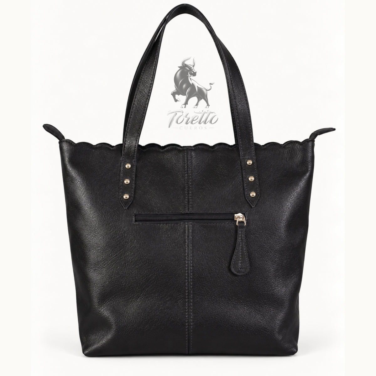 Bolso Cora de Toretto Cueros en cuero negro con diseño Mariposa Visos, vista posterior